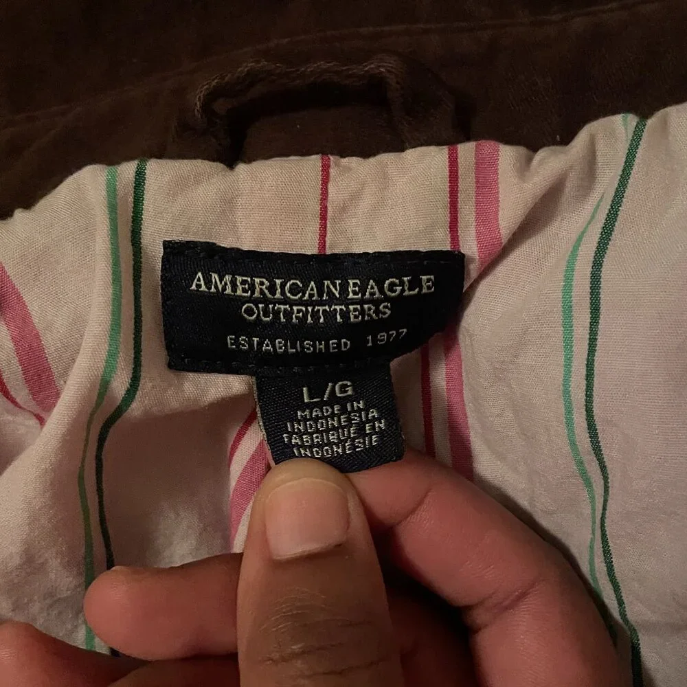 Rare VTG American Eagle Tailored Fit Chocolate Button Up Cotton Jacket / Shacket - Picture 5 of 16